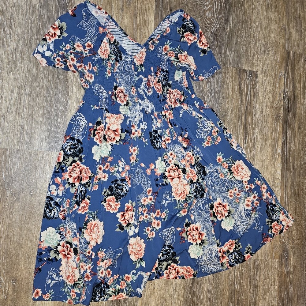 Torrid Blue Floral Mini Dress - Picture 2 of 4